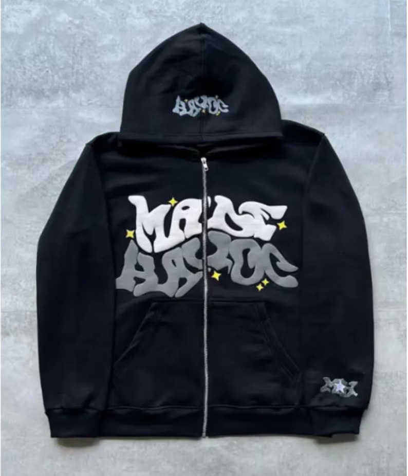2023 European and American street trend Y2K gothic punk hip-hop fashion zipper hoodie - Image 6