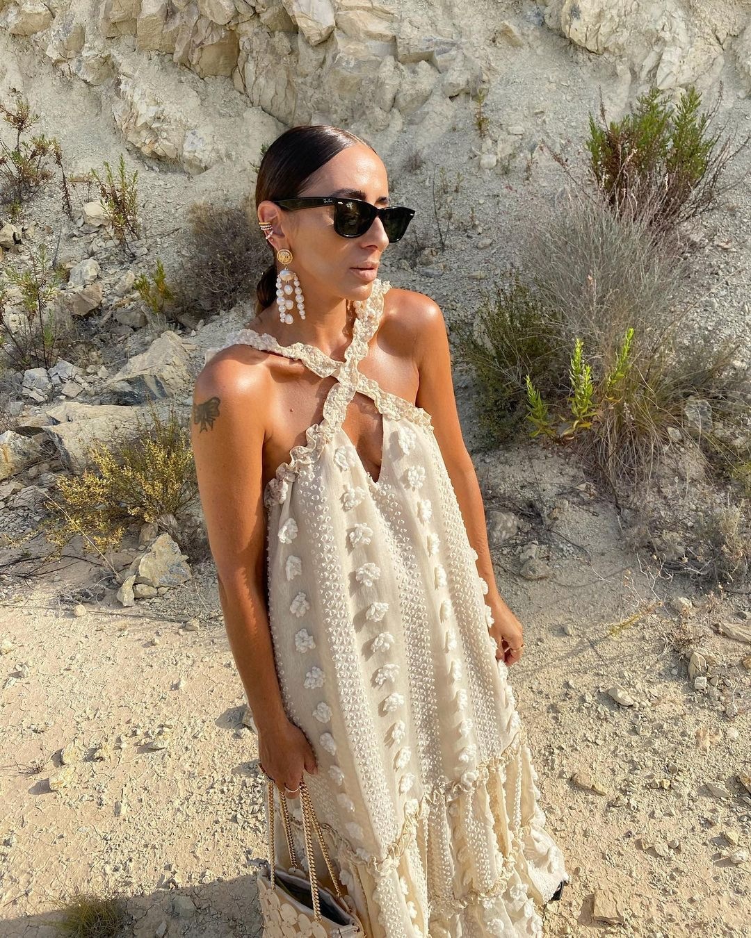 2023 Fashion Halter Three-dimensional Flower Floor-Mopping Cake Dress Cross-border Supply European and American Foreign Trade Lace Long Dress - Image 3