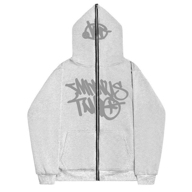 Y2K Unisex Fleece Hooded Sweatshirt Full Zip Plus Size Streetwear Stussy Tour Jacket - Image 5