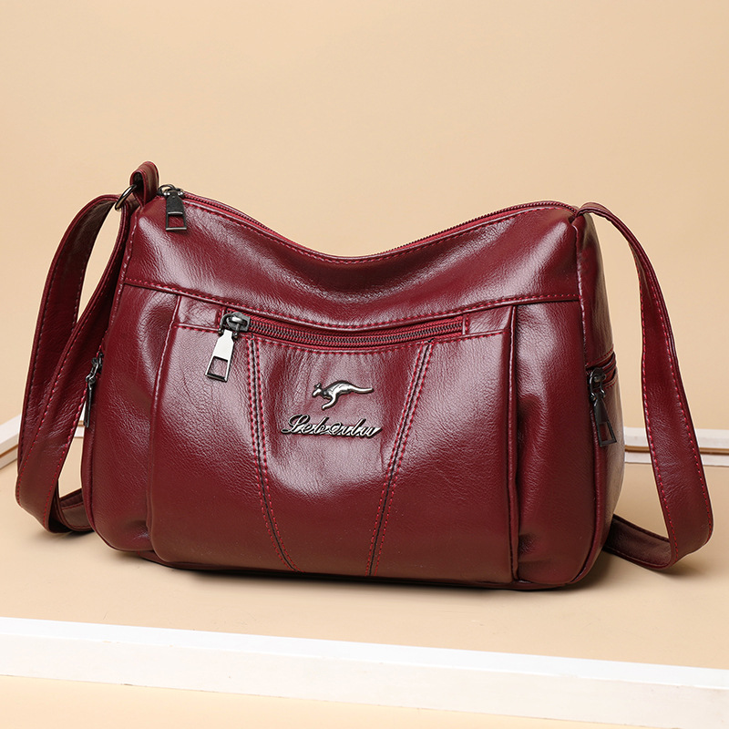 Soft leather bag women 2021 new trendy mother bag large capacity fashion atmosphere middle-aged and elderly mother-in-law single shoulder Messenger bag - Image 5