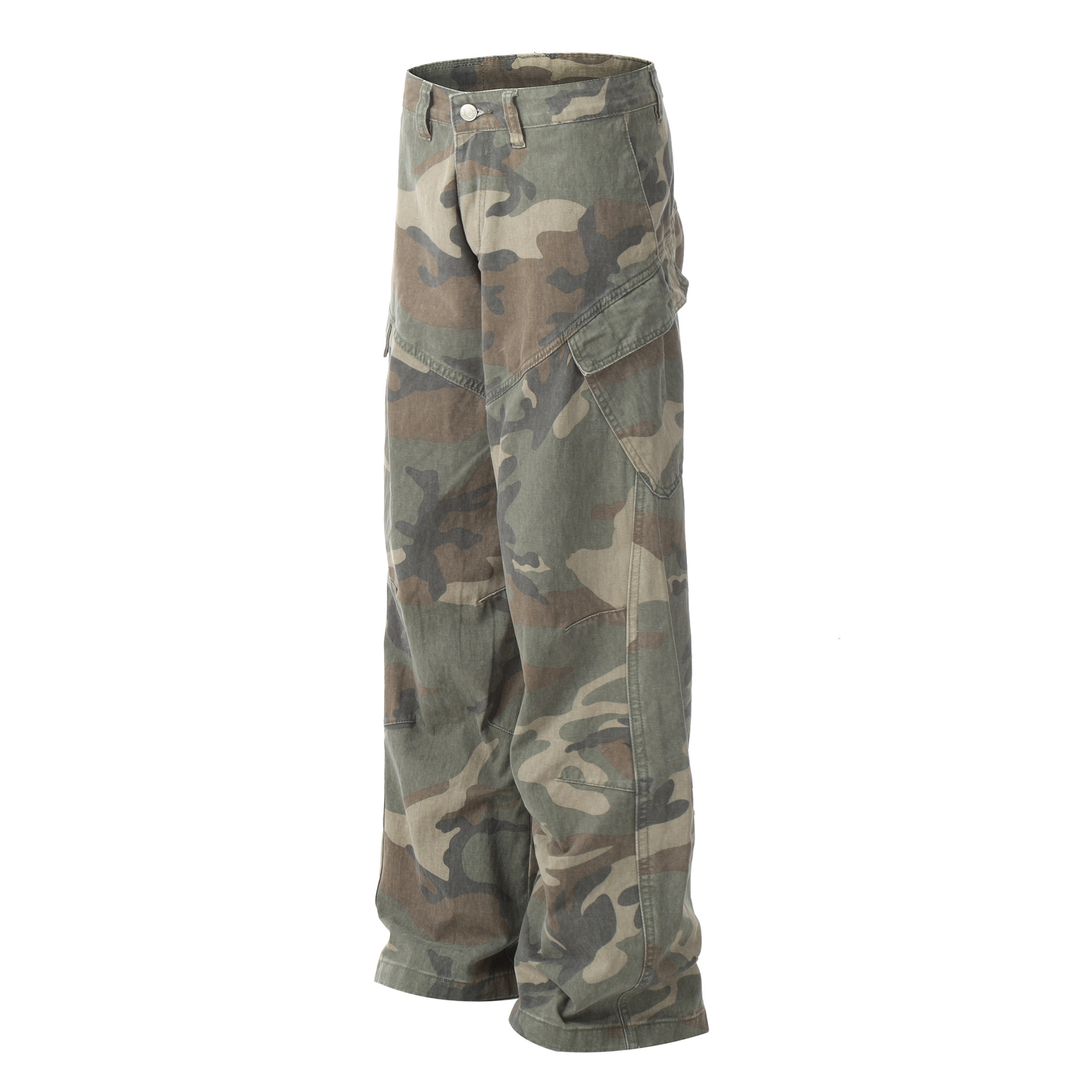 G6425-Mankun 2024 American retro trend street heavy craft camouflage design straight men's denim trousers - Image 2
