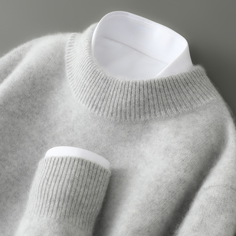 Men's high-neck, thick, loose-fitting pullover sweater/knitwear base layer. - Image 18