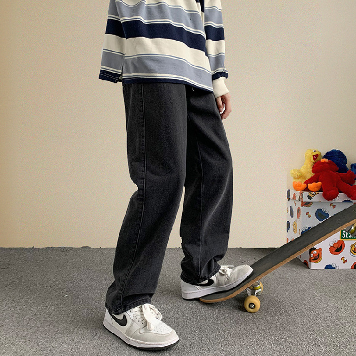 spring summer Hong Kong style men's loose straight jeans - Image 6