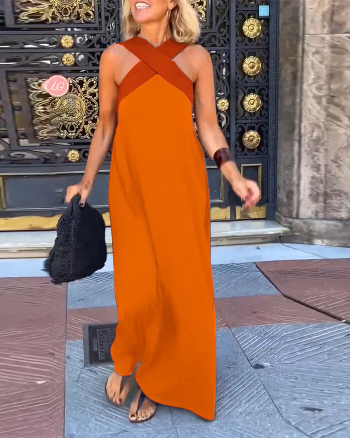 2025 summer new cross-border women's clothing Amazon AliExpress foreign trade long skirt cross sexy back dress - Image 6