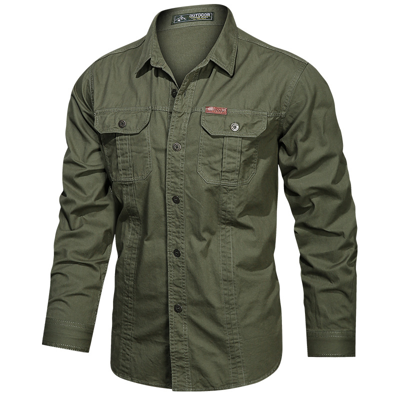 2024 Spring and Autumn New Shirt Men's Long Sleeve Cotton Casual Solid Color Shirt Middle-aged and Young Worker Slim Jacket - Image 12