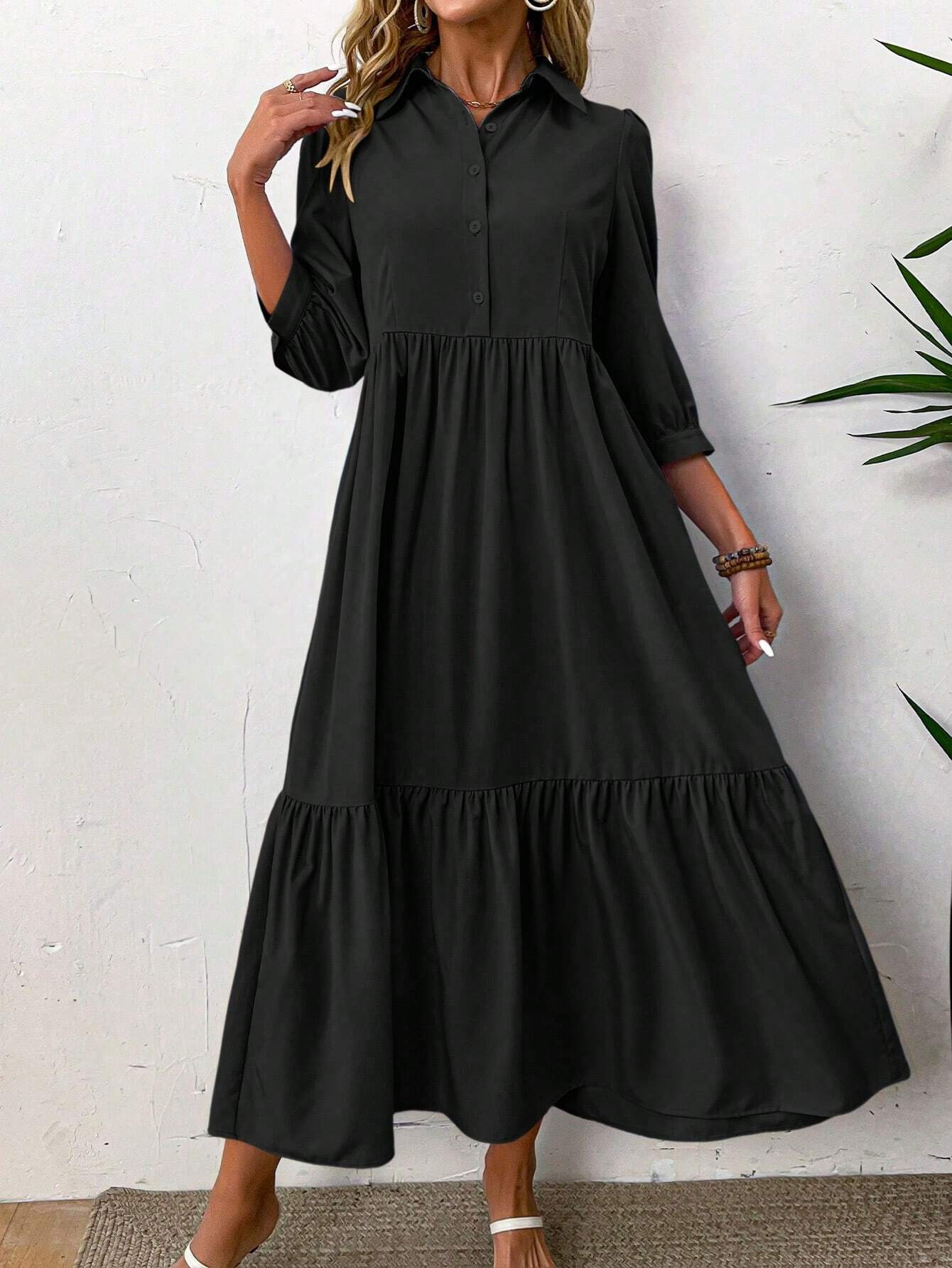 2026 Spring/Autumn New Style Women's Shirt Dress, Elegant, Fashionable, Casual, Lapel, Full Skirt - Image 7