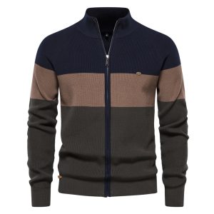 2024 new men's knitted sweater jacket European size cross-border autumn and winter sweater cardigan high quality trendy jacket for men