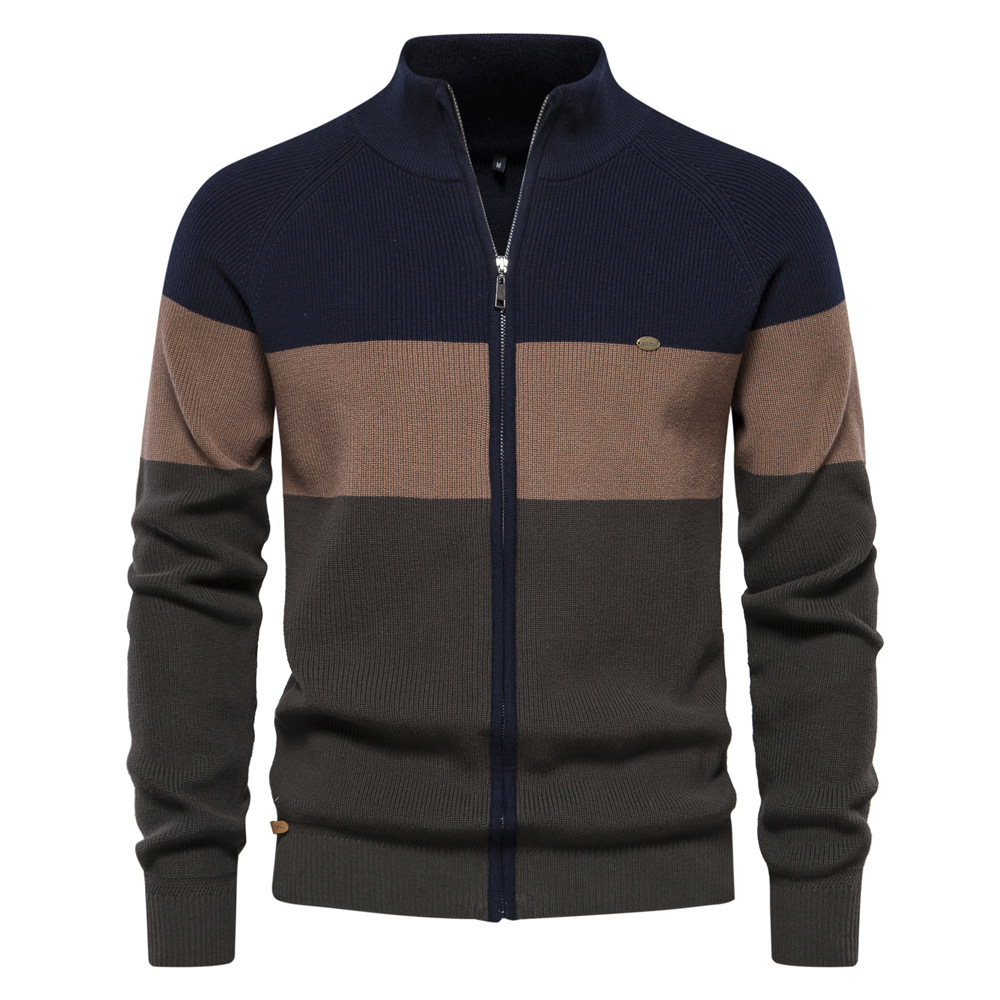 2024 new men's knitted sweater jacket European size cross-border autumn and winter sweater cardigan high quality trendy jacket for men