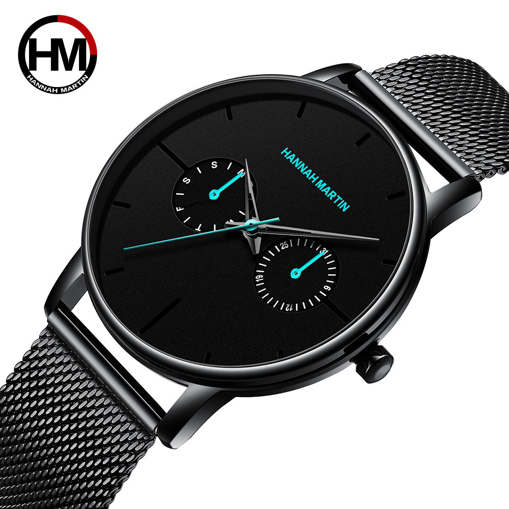 Men's multifunctional waterproof quartz watch top layer cowhide watch student trend niche brand ins business watch - Image 3