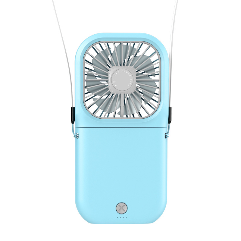 New USB ultra-thin private model folding hanging neck fan handheld charging treasure desktop bracket mute mini fan - Image 6
