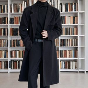 New men's casual trench coat, loose fit, mid-length, over-the-knee style, autumn and winter style for young people.