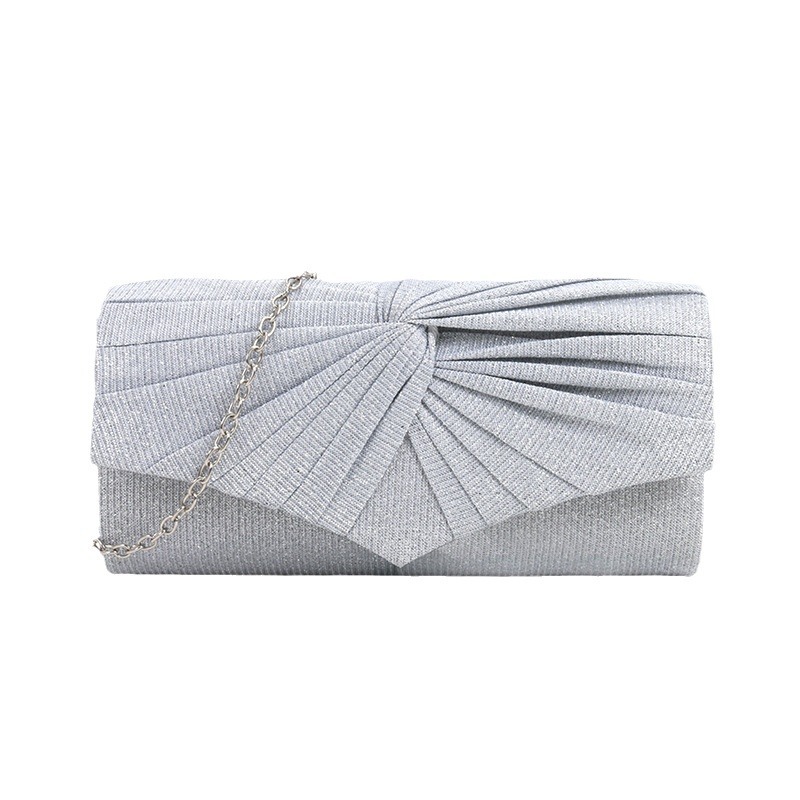 Factory cross-border European and American crossbody evening bag pleated lace women's bag solid color Clutch handbag chain evening makeup bag - Image 6