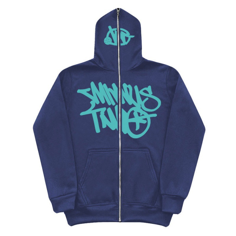 Y2K Unisex Fleece Hooded Sweatshirt Full Zip Plus Size Streetwear Stussy Tour Jacket - Image 15