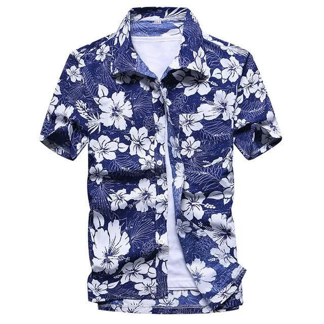 Cross-border foreign trade 2023 men's Hawaiian short-sleeved shirt men's lapel shirt holiday casual T-shirt - Image 32
