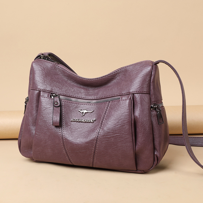 Cross-border women's bag soft leather shoulder bag trendy retro fashion Messenger bag large capacity elegant temperament mother bag - Image 4
