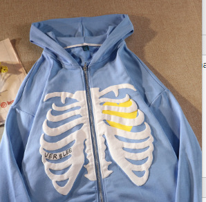 wish cross-border supply batch hoodie sweater bone dark y2k zipper plus velvet clothes - Image 7