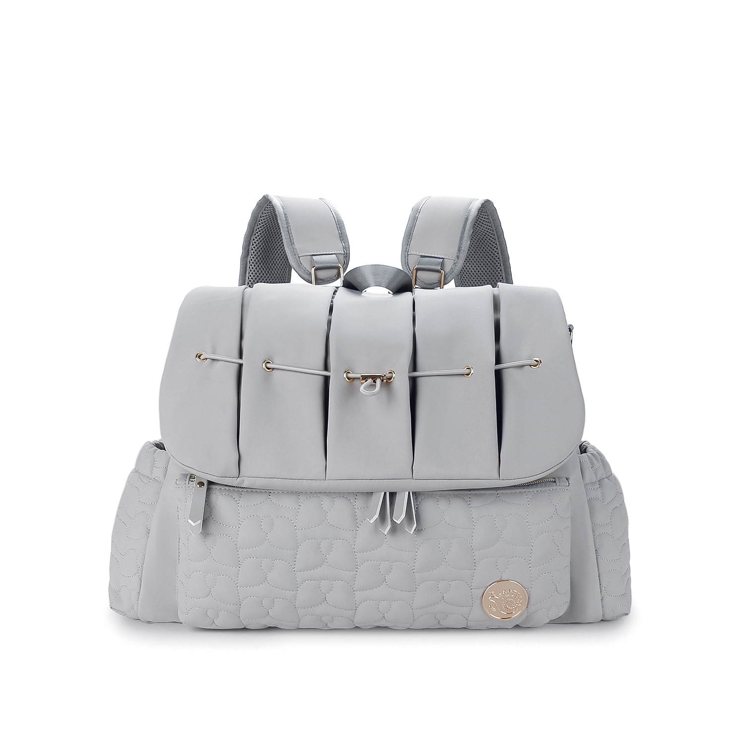 2023 waterproof quilted embroidered mommy bag single shoulder double shoulder multifunctional mommy bag with detachable straps large capacity for mother and baby travel - Image 5