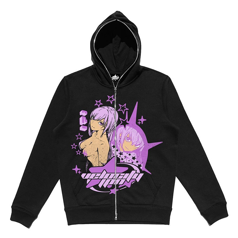 2023 European and American dark girl sweatshirt men and women hoodies Gothic couple Harajuku large size long zipper sweater - Image 9