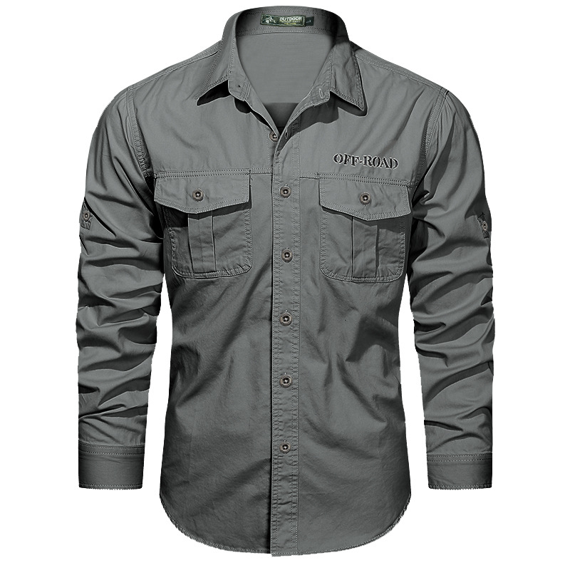 2024 Spring and Autumn New Shirt Men's Long Sleeve Cotton Casual Solid Color Shirt Middle-aged and Young Worker Slim Jacket - Image 25