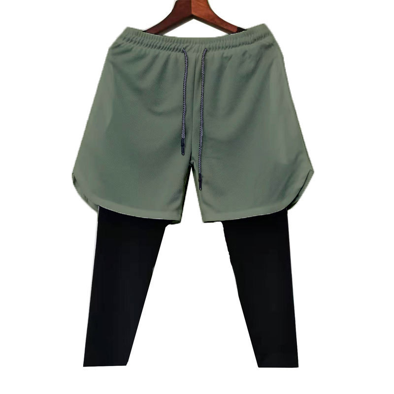 New men's sports fake two-piece trousers training fitness pants thin running overalls one piece drop shipping - Image 16