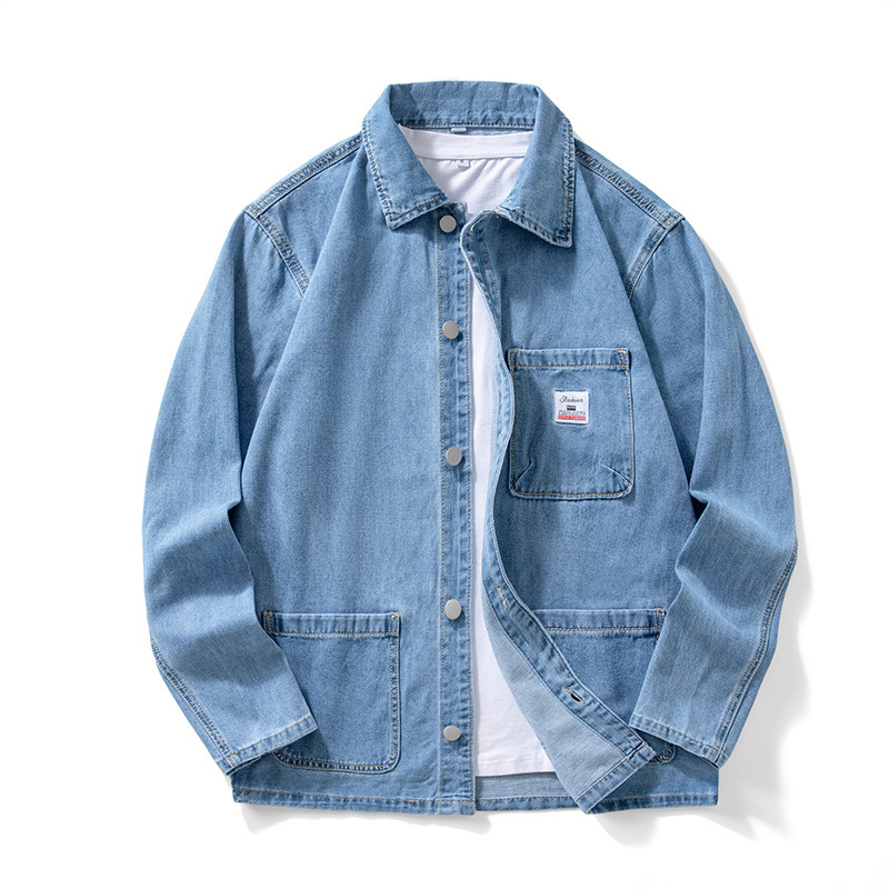 Men's Denim Shirt, Loose Fit, Casual Long-Sleeved Shirt, American Style, New Retro Washed Top/Jacket - Image 3