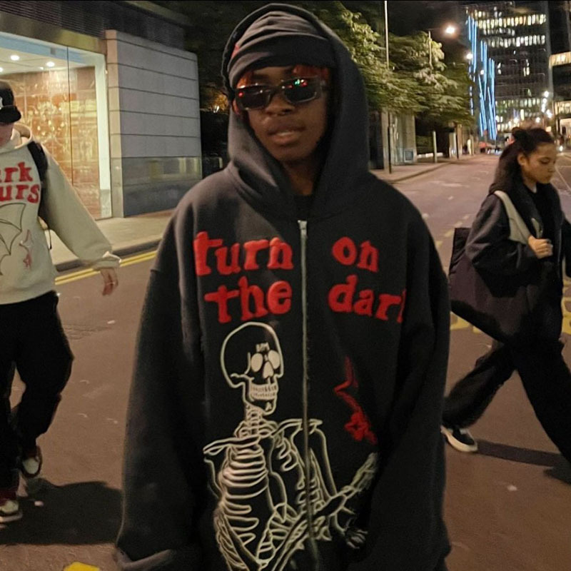 2022 AliExpress New Ladies Street Hoodie Skull Rhinestone Zipper Hooded Hoodie - Image 17