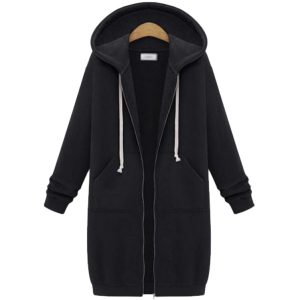 AliExpress, eBay, Amazon: Autumn/Winter Women's Clothing, European and American Style, Hooded Long-Sleeved Mid-Length Sweatshirt, Fleece Sweater, Long Coat