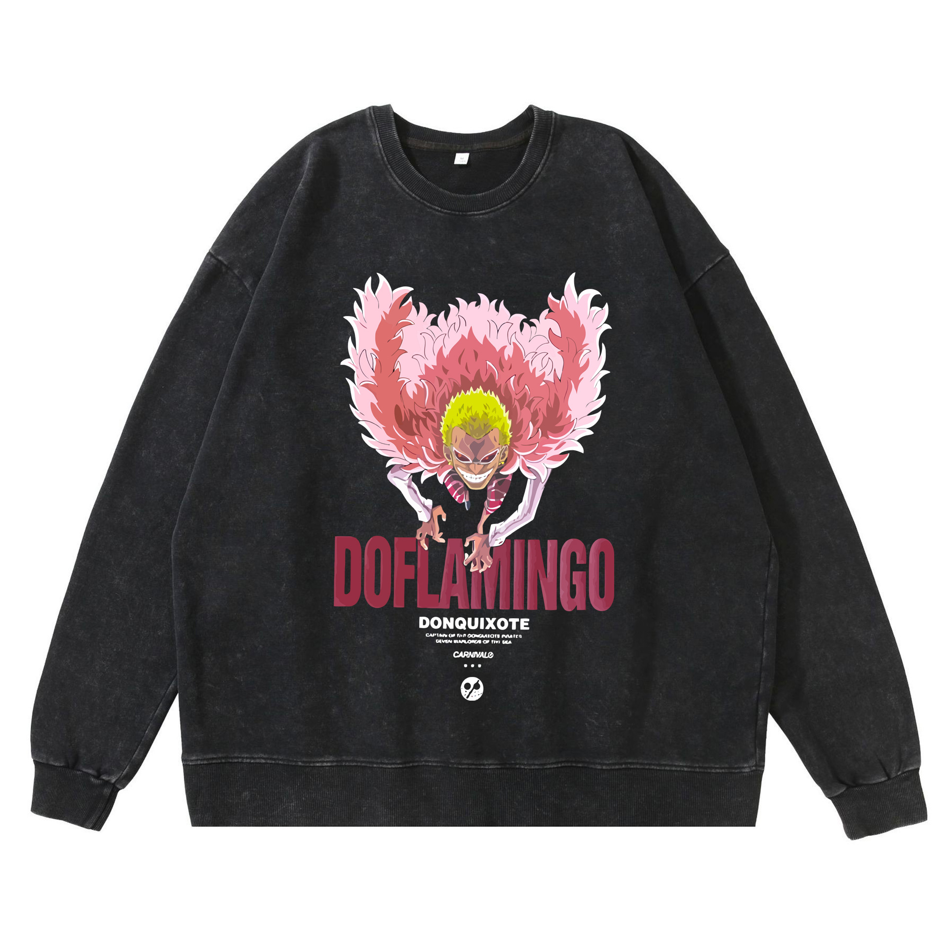 360g heavy washed retro sweatshirt street hip-hop anime American style pirate Luffy Zoro cotton autumn sweatshirt - Image 24