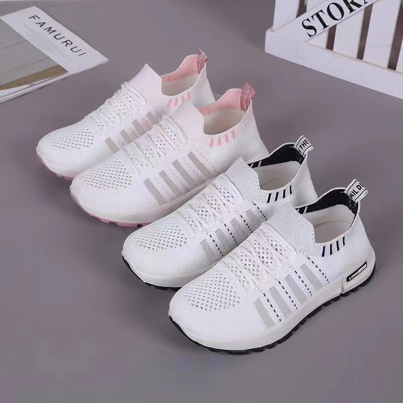Dropshipping new women's fly woven fishnet shoes, comfortable soft-soled white shoes, fashionable lightweight student shoes, sneakers - Image 2