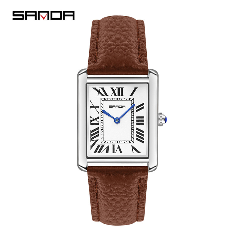 Sanda new Roman scale couple quartz watch belt fashion trend waterproof simple creative quartz men and women watch