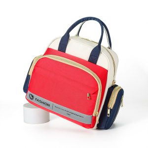 Mommy bag red, white and blue fashionable color matching simple large capacity mother and baby bag daily travel shopping shopping crossbody bag women