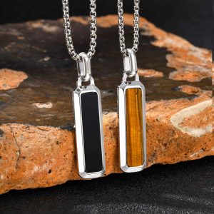 PN-2226 Rectangular Stainless Steel Pendant - Optional Chain