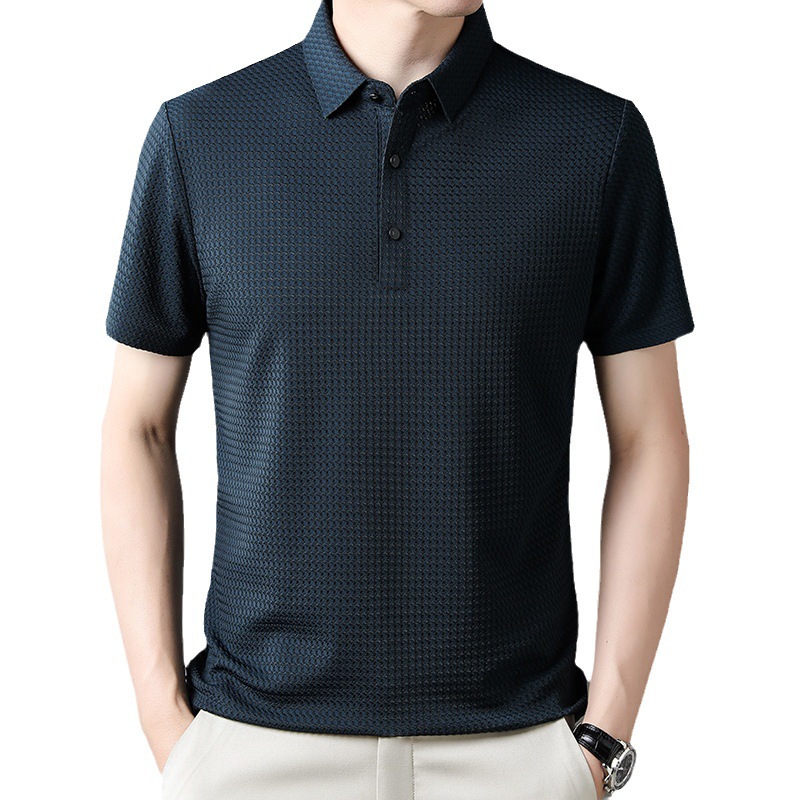 Summer men's short-sleeved t-shirt middle-aged and young casual lapel POLO shirt 2023 new quality seamless men's tops - Image 9