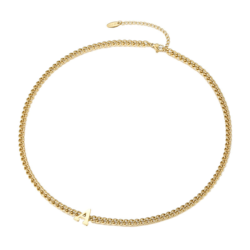 Xuping's new cross-border European and American style alloy electroplated 14k color personalized minimalist letter A necklace wholesale - Image 3