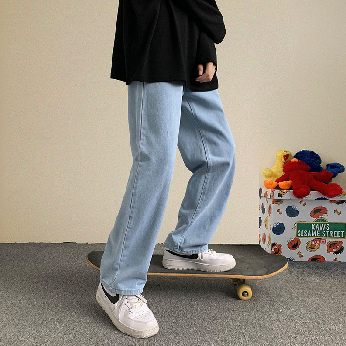 spring summer Hong Kong style men's loose straight jeans - Image 4