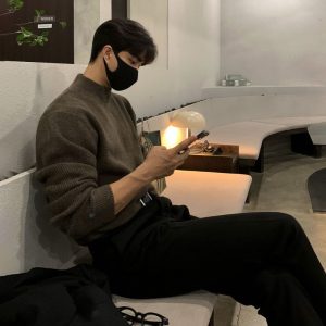 autumn and winter half turtleneck sweater for men, Korean style trendy solid color sweater, mid-collar bottoming shirt, warm inner wear