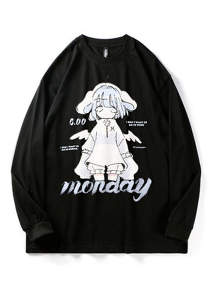 Harajuku Anime Girl Design Sweatshirts Couples Kawaii Hoodie - Image 4