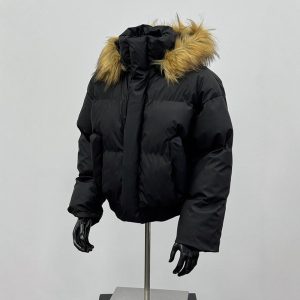 Men's winter loose-fitting, thick, warm cotton-padded jacket with a trendy Japanese style and fur collar.