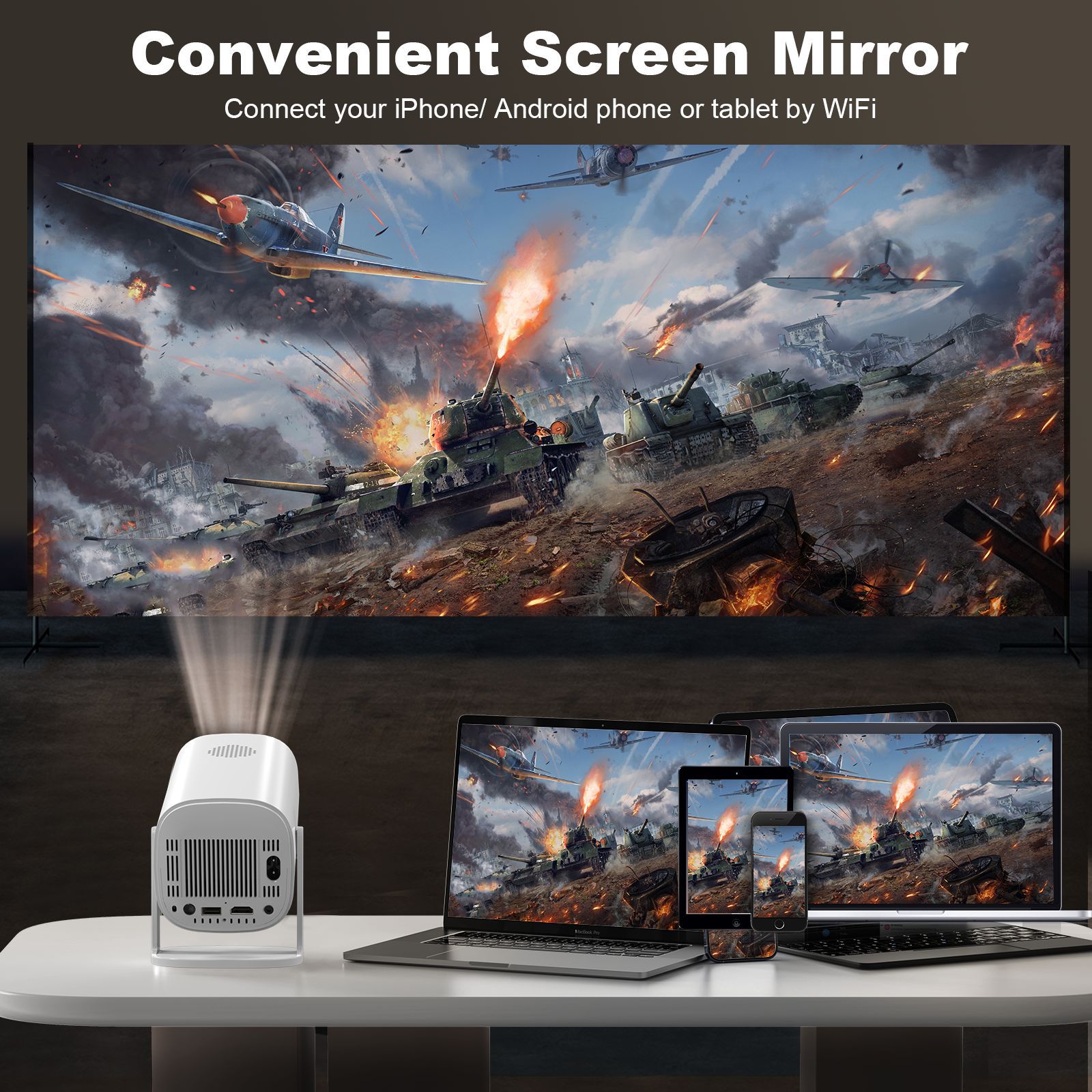 Cross-border hot projector HY320 home portable 6G Android projector mini micro 180° rotation - Image 5