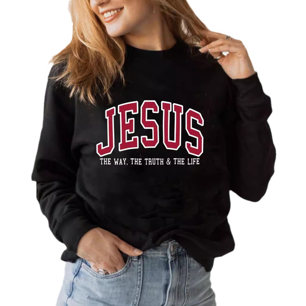 European and American cross-border AliExpress autumn new letter pattern printed sweatshirt fashionable Chinese cotton composite sweatshirt for women - Image 5
