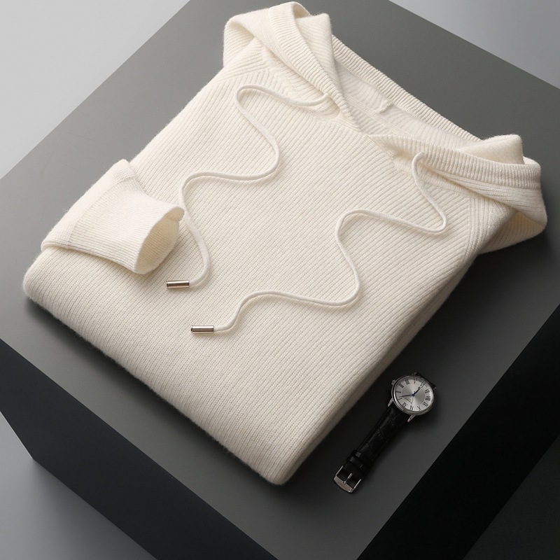 2024 new winter casual wool sweater men's hooded sweater wool sweater men's warm loose versatile cross-border delivery