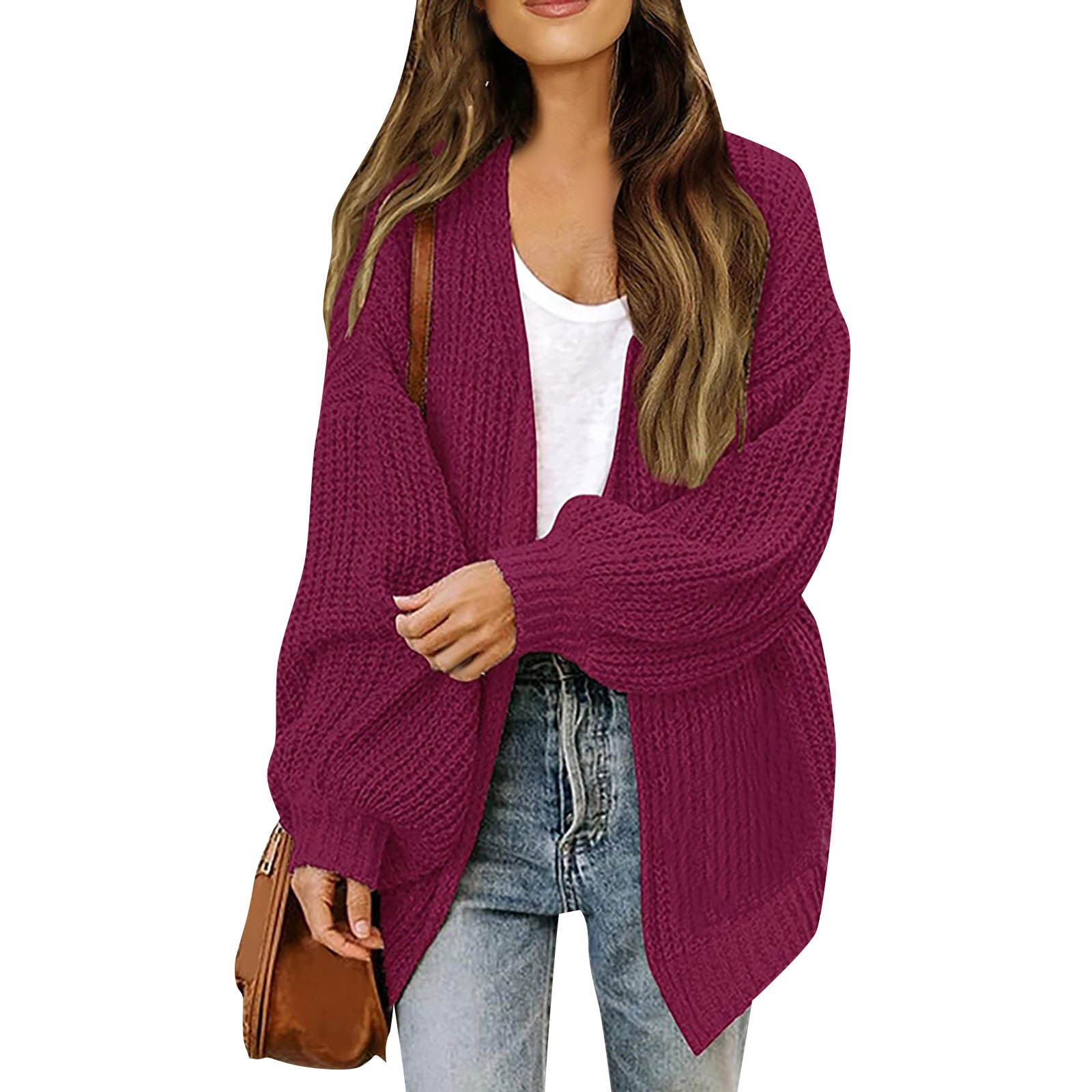 Amazon export women's lantern sleeve chunky knit cardigan 2026 autumn and winter new pocket knit sweater women's coat - Image 13