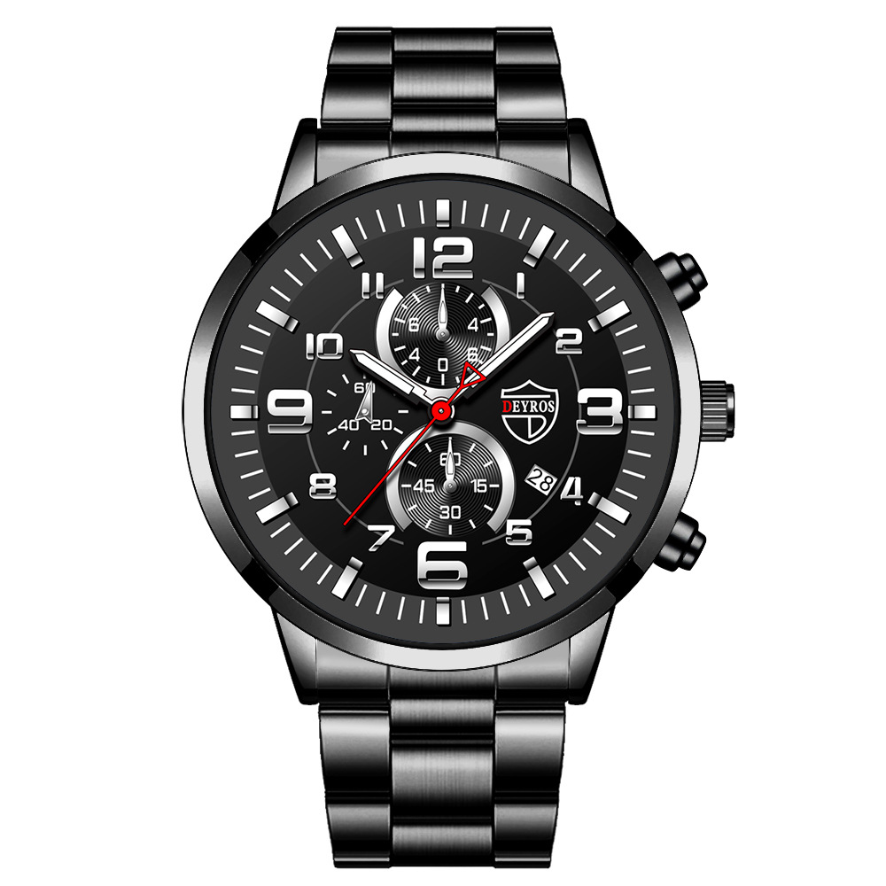 DEYROS Gold Watch Big Dial Men's Watch Middle East Explosive Luminous Calendar Steel Band Men's Watch - Image 10