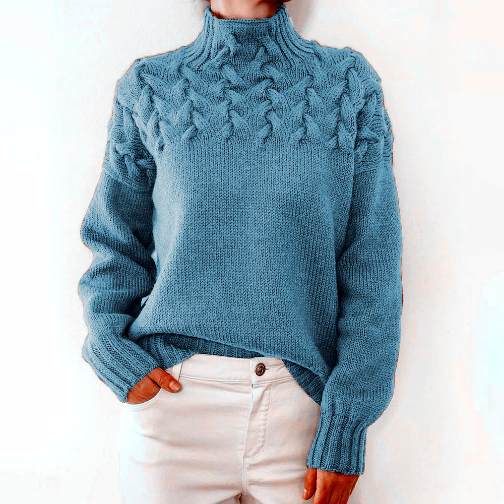 2026 Amazon Cross-Border New Women's Clothing Independent Site eBay Fashion Cable Braid Details High Neck Long Sleeve Sweater - Image 19