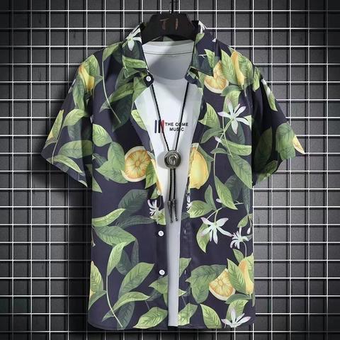 Summer short-sleeved shirts for men and women Hainan Sanya travel couples floral casual shirts summer Hong Kong style fashion - Image 8