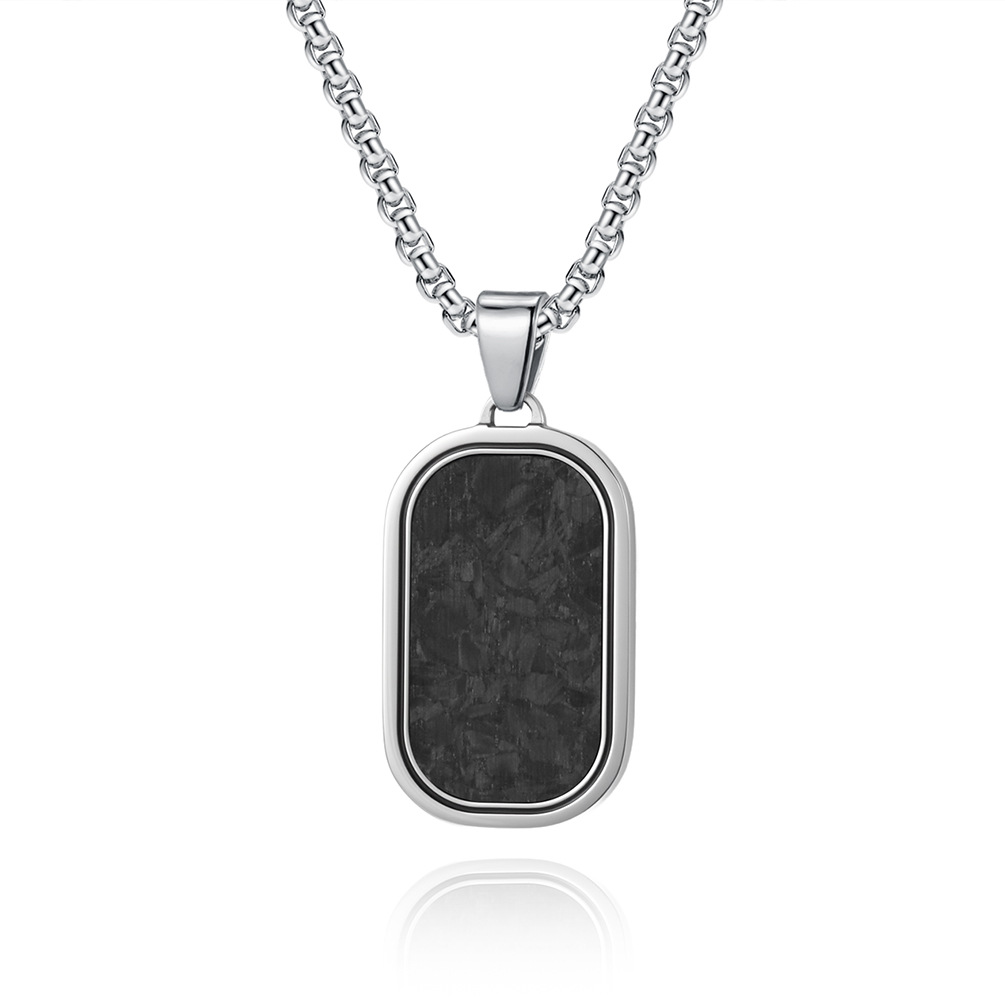 Cross-border original minimalist style European men's random pattern carbon fiber military tag pendant necklace with hip-hop fashion and high-end feel - Image 3