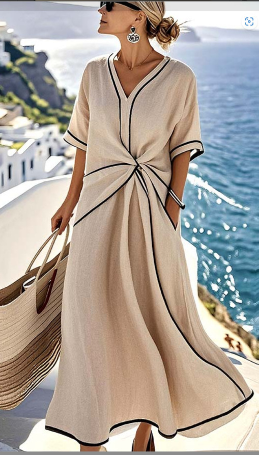 Independent website's new summer European and American style Bohemian elegant dress, cross-border style commuter long dress - Image 10