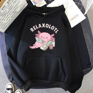 Axolotl Boba Milk Tea Hoodies Korean Style Women Clothes Kaw