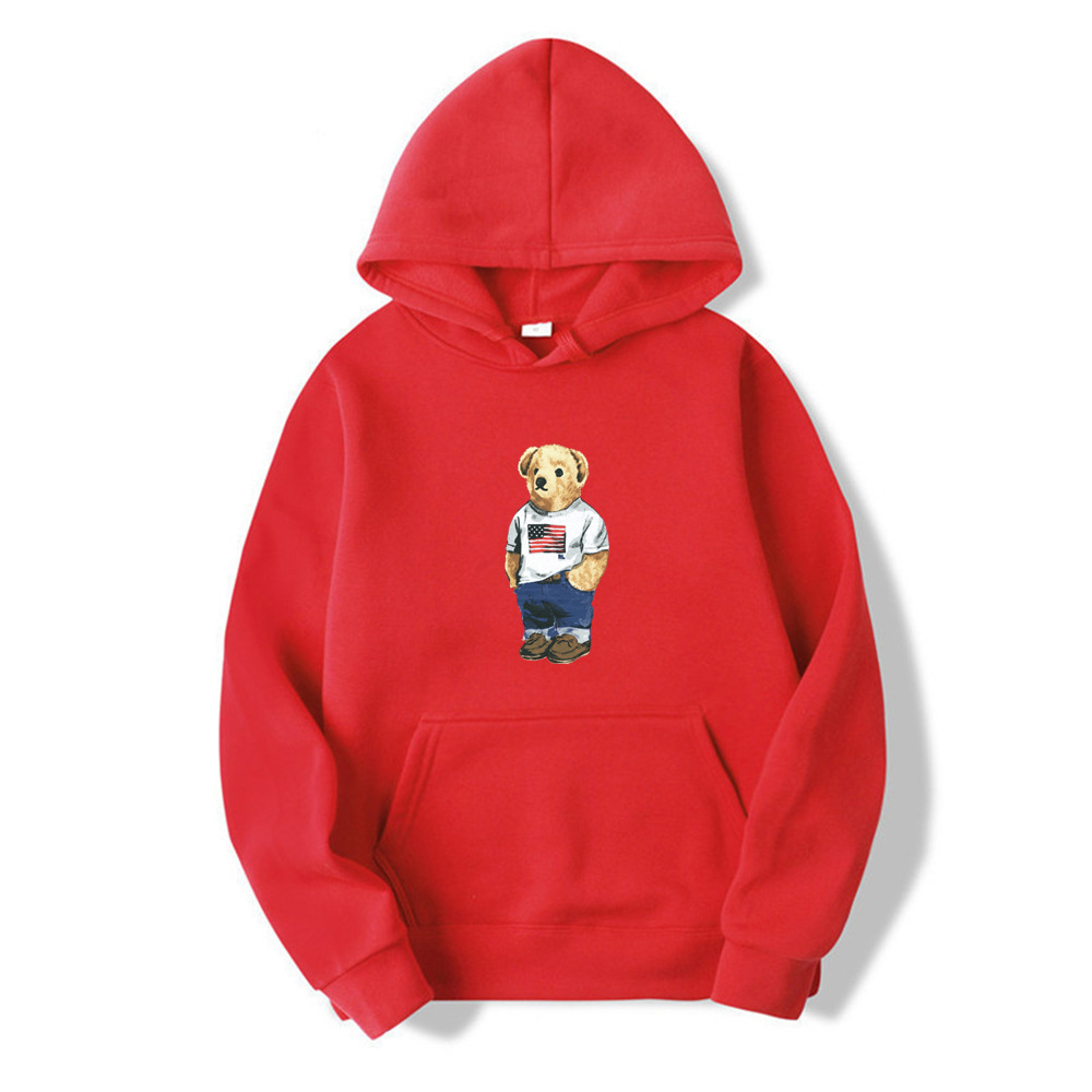 Bear print spring and autumn 2021 thickening new leisure sports hooded long-sleeved sweater AliExpress - Image 2