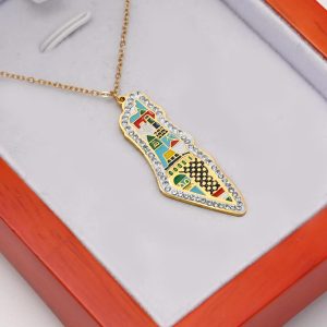 Cross-border hot-selling stainless steel furnace vacuum degree 18K Arabic map home Kofia necklace pendant